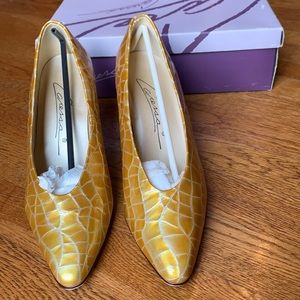 Caressa Yellow Snakeskin Heels